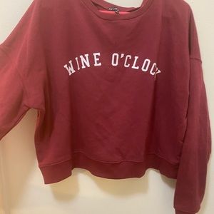 Wine O’clock crewneck cropped sweater